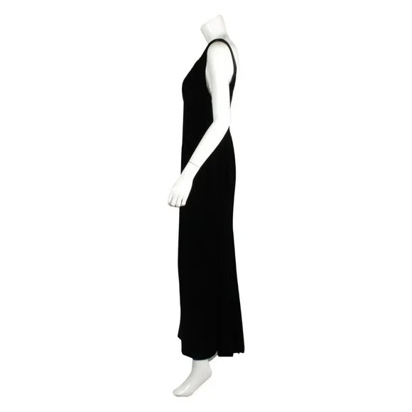 VALENTINO Black Velvet Sleeveless V-Neck Maxi Backless Dress - US 10 - Picture 2 of 7